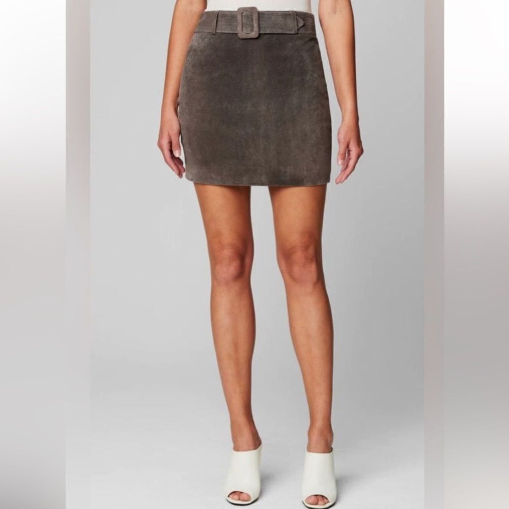 BLANK NYC Belted Genuine Suede Leather Mini Skirt High Altitude